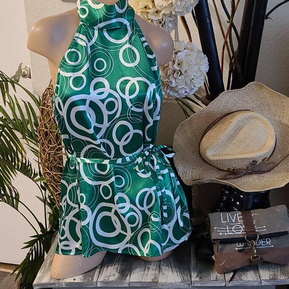 SALE RAMPAGE RETRO HALTER MULTI  CIRCLE MEDIUM TOP - Picture 2 of 16